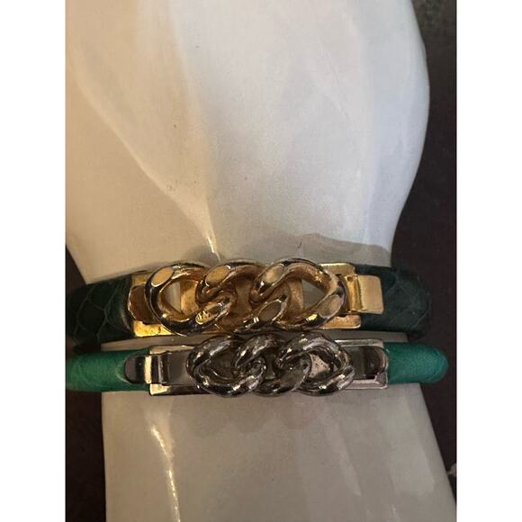 Vintage Vita Florence 24k Gold Bangle & Modern Manelli Silver Leather Bracelet - Picture 11 of 13